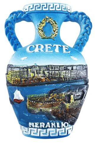 Heraklio Kühlschrankmagnet Kreta, Griechenland, Reise-Souvenir, Kühlschrankdekoration, 3D-Magnetaufkleber, handbemalt, Bastel-Kollektion