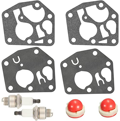 ZAMDOE 795083 carburateur à diaphragme Kit de Joint d’étanchéité pour Briggs & Stratton Tondeuse à Gazon Classique Sprint Quattro de 3,5 à 4,5 ch avec Bougie d’amorce Blub