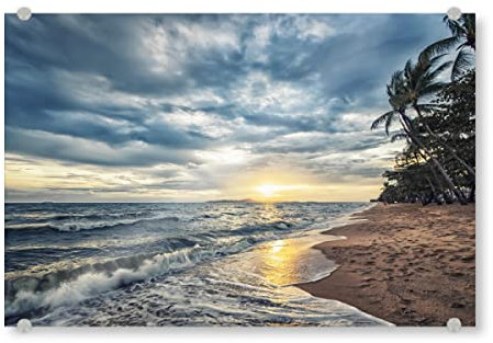 artboxONE Acrylglasbild 90x60 cm Natur Tropischer Strand-Sonnenuntergang - Bild Strand berühmt bildende Kunst