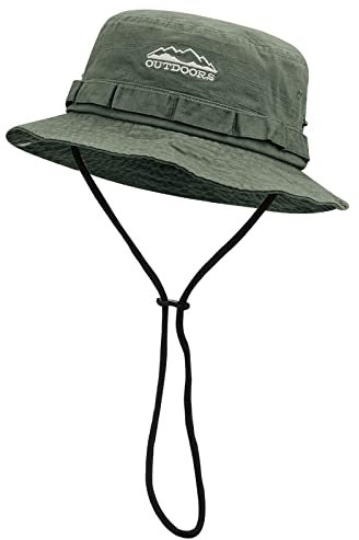 CLAPE Buschhut Herren Damen Outdoor Boonie Hat mit Kinnband UV Schutz Safari Sonnenhut Sommerhut Breite Krempe Fischerhut Faltbar Angelhut