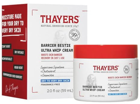 Thayers Barrier Bestie Ultra Whip Face Cream - Gesichtscreme mit Zuckerrohr Squalan und Ceramiden - Gesichtspflege für trockene bis sehr trockene Haut - 59 ml