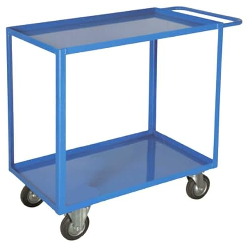 Carrello multiuso 2 piani con bordo in ferro cm80x50xh90 Kg250 per uffici officine magazzini 40F2RV1
