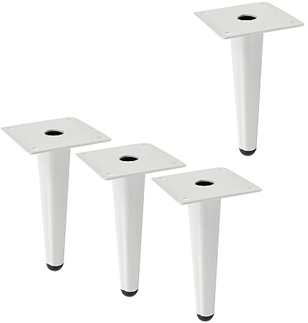 Geesatis 6 Furniture Legs,Round Solid Iron Tapered Legs,White | 1322 lbs Capacity, Metal legs for furniture,Nightstand,Coffee Table, Desk with Mounting Screws