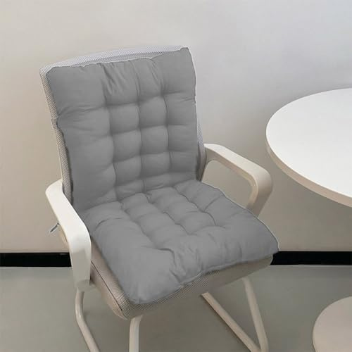 GGoty Dickes 8cm Stuhlkissen mit Rückenlehne, Sessel Kissen zurück Sitzkissen Pad,Baumwolle Sitzpolster für Garten Recliner Sofa Büro (60x40cm,Grau)