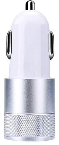 Cargador Doble USB Plata para mechero de Coche - Carga rápida y eficiente