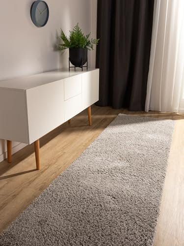 benuta Basic Hochflorteppich Soho - hellgrau 80x250 cm - Kuschelig Weicher Teppich im Minimalistischen Look - Pflegeleicht - Fußbodenheizung Geeignet