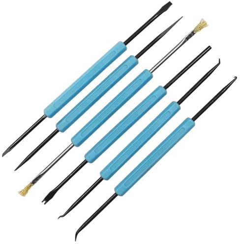 6-in-1-Schweißwerkzeug-Set, doppelseitiges Lötassistenz-Demontagewerkzeug, Leiterplattenreiniger, Leiterplatten-Reparatur-Set (blau)