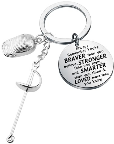 BNQL Llavero de esgrima para esgrima, regalo para amantes de la esgrima, regalos de jugador de esgrima, regalos de entrenador de esgrima, regalos deportivos