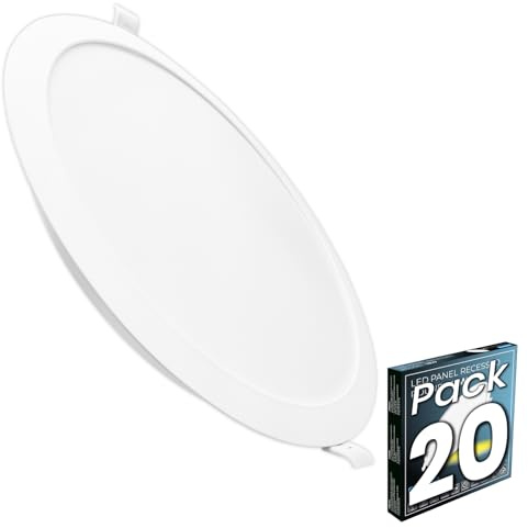 LED ATOMANT 20x LED Einbaustrahler Ausschnitt 190-205mm 18W Kaltweiß Bad | Durchmesser 220mm, 6500K, 1650 Lumen, Treiber inklusive