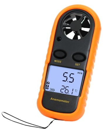 Jadeshay Anemometer, GM816 Portable Digital Anemometer 0-30m/s Wind Speed Meter Handheld Wind Gauge with Thermometer for Air Flow Velocity Measurement