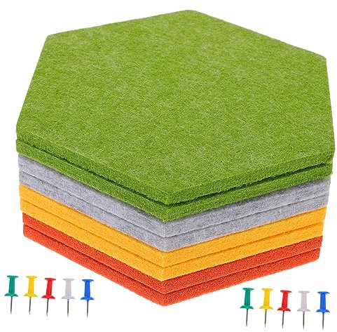 NAMOARLY Sechseck Filzplatte 10x17x20cm Bunt 9mm Pinnwand Zum Aufhängen Wandpinnwand Für Büro Zuhause Und Schule