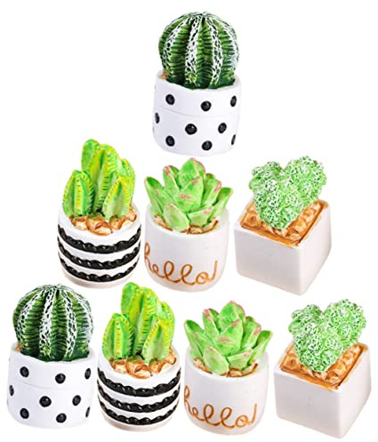 PHENOFICE 8pièces Mini-Plantes Succulentes Artificielles Cactus Bonsaï Micro-Paysage Décoration Intérieure Pot De Plante Miniature