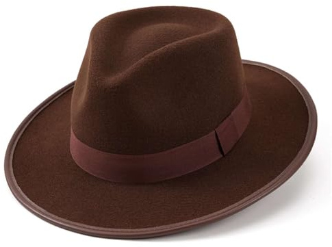Icegrey Klassische Fedora Hut mit breiter Krempe Filz Unisex Trilby-Hütte Damen Herren Panama Cap Jazzhut