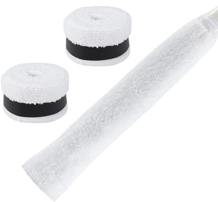 CAPASTEC 2 Pièces Ruban De Grip De Raquette De Tennis Anti-Dérapant Mousse | Matériau Éponge, Blanc, 1100x25x0.7mm, Badminton, Squash, Installation Facile, Respirant