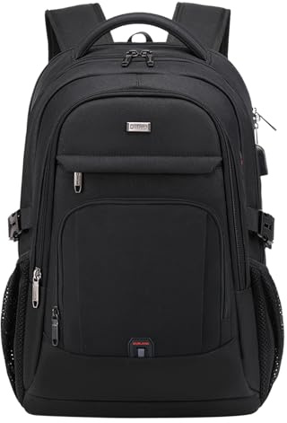 DUSLANG 17 Inch Laptop Backpack for Travel College Backpack for Men Women Laptop Bag with USB Charging Port Two Pocket Front