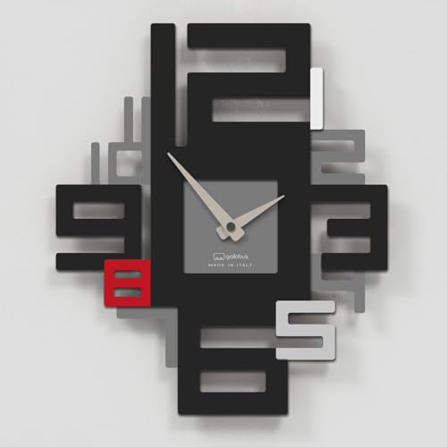 Giallobus - Orologio Bilay - Axia - Legno Mdf - Premium 25,5x30 - - 07 - Tech - Artigianale Made in Italy - Silenzioso - Idea regalo - Moderni doppio livello