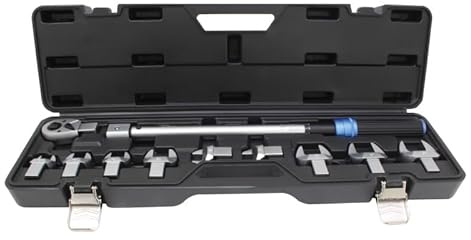 Satra Jeu de 11 clés dynamométriques 40-220 Nm avec tête interchangeable 1/2 et 9 clés plates à douille de 550 mm de long