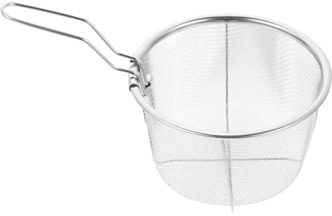 MOTHNUR Panier à Frire Profond Résistant Chaleur Avec Poignée Panier De Friture Manuel Acier Inoxydable Pour Cuisson Et Égouttage Rapide
