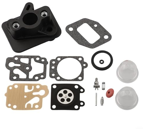 Gdfnmogo Kit de remplacement collecteur d'admission de tondeuse à gazon pour débroussailleuse 43CC 52CC BC430 CG430 CG520 1E40F-5 44F-5 TU26 avec kit de reconstruction de carburateur et ampoules pour
