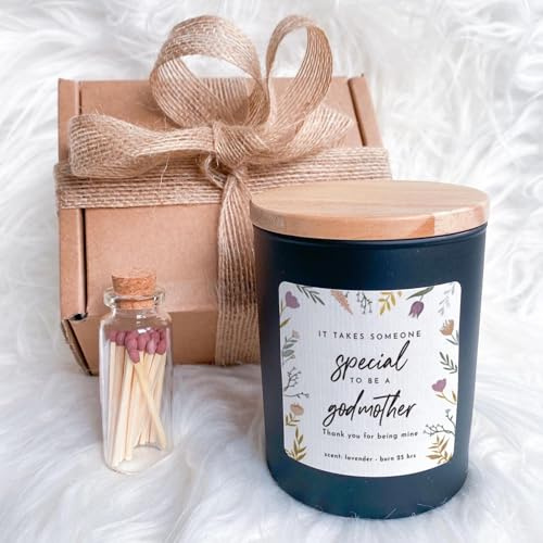 Pomchick - Godmother Scented Candle Christening Gift Thank You Keepsake for Godmother's Birthday Christmas Mother's Day Baptism Present