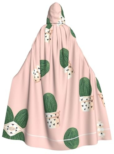 DUWAA Cactus print Men's Cosplay Cloak Robe Costume Halloween Hooded Uniform Medieval Cloak Wizard Robe