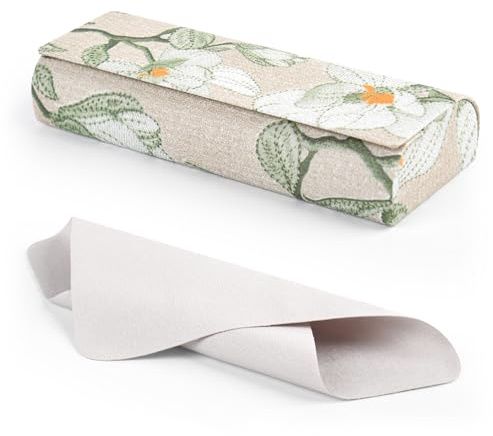 FUFUSING Glasses Case for Women, Hard Shell, Floral PU Leather