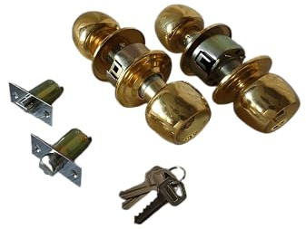 Türknauf-Set mit Schlüssel, poliertes Messing-Finish, Sicherheitsklasse 3, 2 Stück