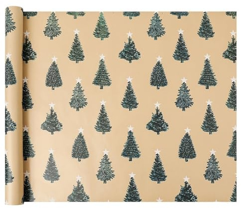 Geschenkpapier Festliches grünes Weihnachtspapier mit Baum-Motiv – for Weihnachts- und Partydekorationen, 17 x 118,1 Zoll