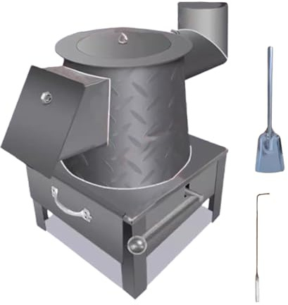 Estufa De Leña De Acero Estable, Estufa De Calefacción Interior Para Calentar & Cocinar, Multi-combustible Para Interior Y Exterior Hogar Y Granja