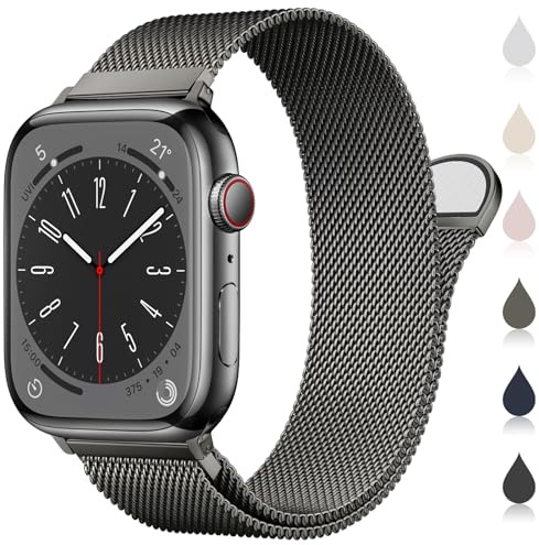 Original Milanese Loop Compatible with Apple Watch Straps 38mm 40mm 41mm 42mm 44mm 45mm 46mm 49mm Women & Men, Magnetic Clasp Adjustable Metal Bands for iWatch Series 11 10 9 8 7 6 5 4 2,Ultra 3,SE 3