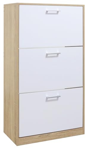 IlGruppone Scarpiera in Legno con Ante A Ribalta Armadio Salvaspazio Disponibile 3/4 Ante Vari Colori PortaScarpe Alto Stretto Ingresso Corridoio Scarpiere - Nocciola - 3 Ante