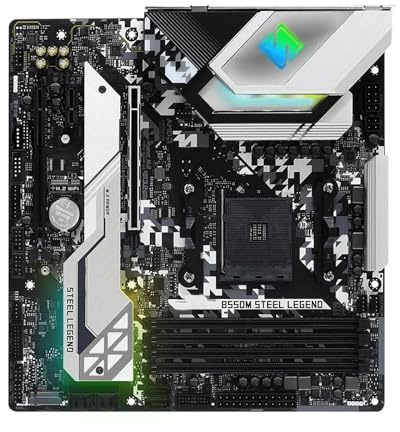 Carte mère de Jeu Fit for ASRock B550 Steel Legend AM4 Compatible avec Les processeurs Ryzen 9 5950X, 7 5800X3D et 5700X3D, DDR4, PCIe 4.0 et M.2 ATX