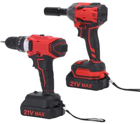 RASTKY Combinación de Taladro Inalámbrico y Llave de Impacto de 21 V, Herramientas Eléctricas Eficientes para Mejoras en el Hogar y Proyectos de Bricolaje con 2 Baterías Luz de Trabajo LED (Enchufe