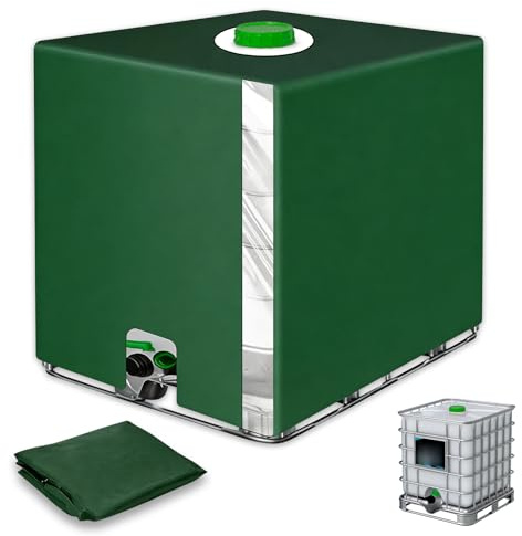 1 000 l IBC-tank skydd 1 000 L: 210D oxfordtyg, IBC vattentanktskydd, anti-UV-skydd, regnvattentank behållare, för regnvattenbehållare utomhus 120 × 100 × 116 cm mörkgrön