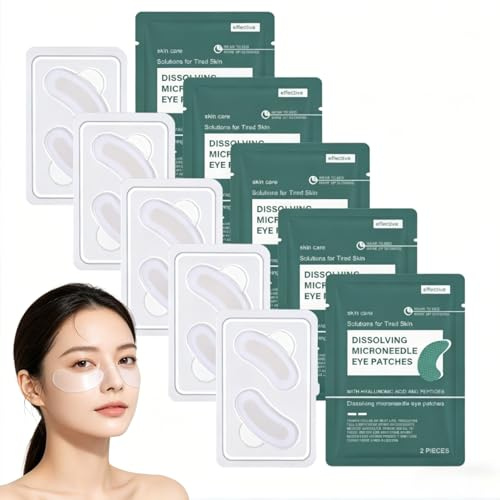 5 Paar Hyaluron Microneedling Augenpads-Microneedling Patches-Augenpads gegen Augenringe Mit Hyaluronsäure und Peptiden- Für müde Augen-Für eine glattere & frischer wirkende Augenpartie