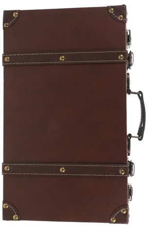 OKUMEYR Eleganter Vintage Koffer aus Leder Klein Braun mit Großzügigem Stauraum und Griff Dekorative Aufbewahrungsbox und Fotorequisite für Retro Dekoration und Ladengestaltung