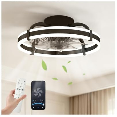 BKZO Ceiling Fans with Lights and Remote, Smart Modern Ceiling Fan with lamp, 6 speeds, Dimmable Quiet Light for Living Room, Bedroom, Office, 3000-6000K, 50cm