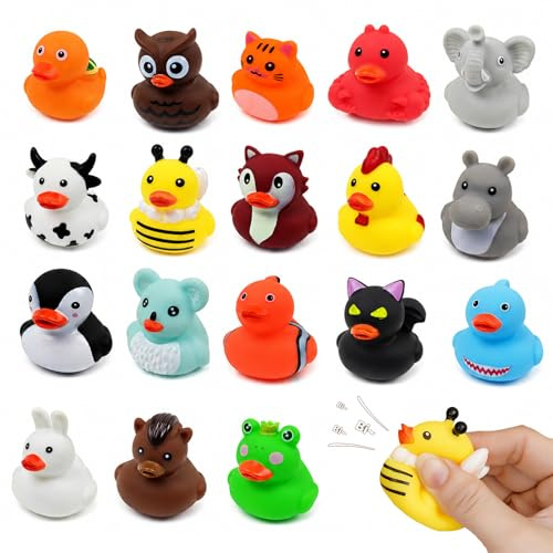 yolzhxe 18 Pièces Canard en Plastique, Couleur Mini Canard Caoutchouc Jouet de Bai, Canard de Bain Flotteur pour Bain, Piscine, Fête, Jouet Bain Bébé pour Baby Shower Fête d'anniversaire Fête