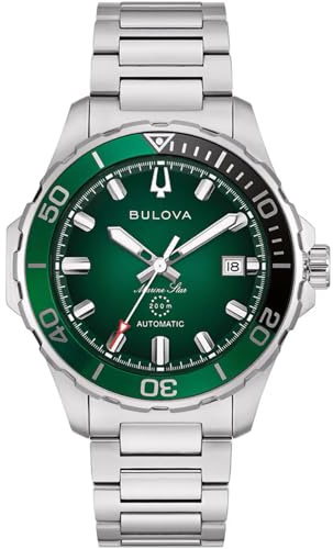 Bulova Stainless Steel Green Dial Bracelet Marine Star 98B471 by