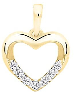My Gold Mädchen Damen Herz Anhänger Gold 333 (Ohne Kette) Echtes Gelbgold (8 Karat) Mit Zirkonia 16mm x 12mm Herzanhänger Fine