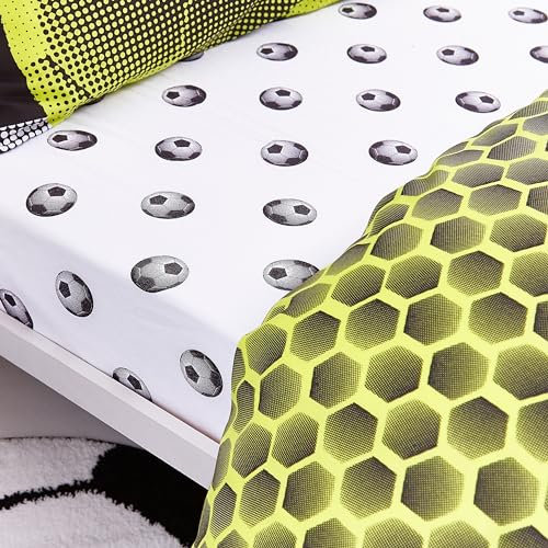 Catherine Lansfield Kids Football Double Fitted Sheet Black/White
