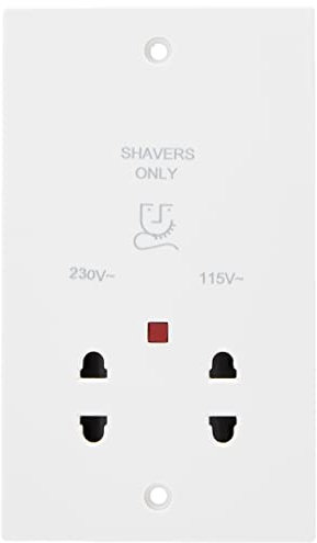 Knightsbridge SN8900N White Square edge Plastic 115/230V Dual Voltage Shaver Socket with Neon