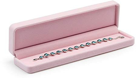 Oirlv Pink Velvet Bracelet Gift Box Long Chain/Necklace Storage Box Jewelry Storage