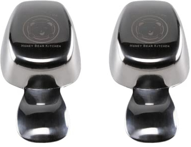 Honey Bear Kitchen 1/4 Cup 60 ml Leave-in Canister Scoops, Polished Stainless Steel (Set of 2)