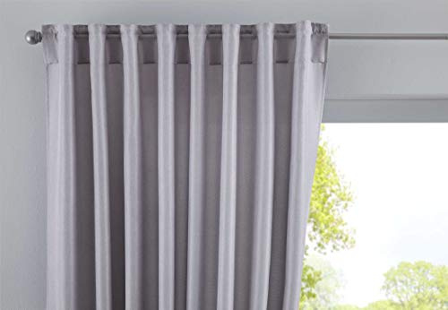 Vorhang Verdeckte Schlaufen Cationic »JENA« HxB 145x140 cm Silber Blickdicht Leinen Optik Gardine Meliert Gardinenband mit Raffhalter, 2019037
