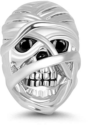 GNOCE Charm Tête de Mort en Argent Sterling 925 Voix Ancienne Charm Breloque Momie Compatible avec Bracelets et Colliers pour Femme Homme