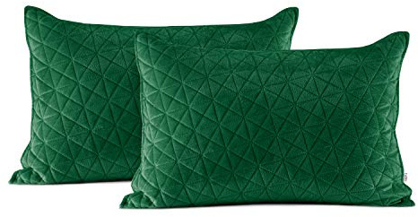 AmeliaHome 2 Kissenbezüge 50x70 cm grün zweiseitig Steppung Velvet Samt Laila
