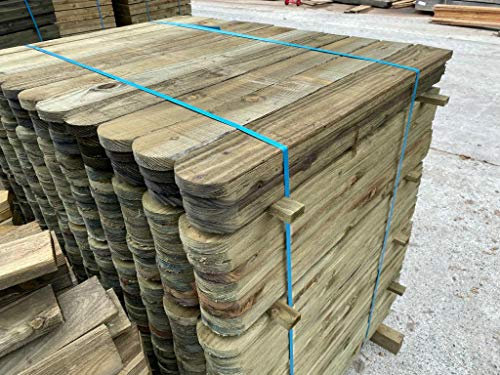 Premium Picket Garden Fencing Pales Timber Treated Wood Fencing Boards (3 x 3ft (Rounded Top), Pack of 50)