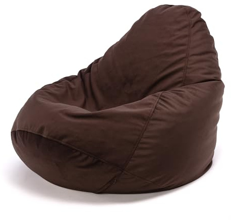 Ecopuf - Fuzzy Amore Plush Puff - Chaise Longue i mikrofiber - Inomhusfåtölj - Sittsäck Barnrum - Väska med polystyrenbollstoppning - 80x110cm - XL - Brun A84