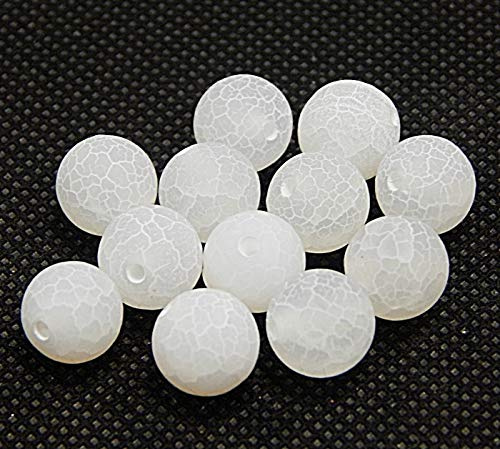 Perlin Edelstein Perlen 4mm Achat Stein Matt Set Kugel Naturstein Frosted Achatperle Halbedelstein Edelsteine Perle mit Loch zum auffädeln Schmuckperlen (Weiß)